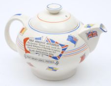 A WWII Ducal 'War Against Hitlerism' Souvenir teapot: decorated with Flags of Allied Nations and