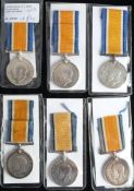 Six WWI War Medals: '107038 Gnr A S Harris RA' '84604 Gnr A Lillie RA' '1328 Dvr A B Gillingham