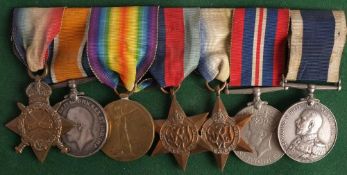 A Royal Navy group of seven to 'J72586 C J Wilson Boy 1 RN': 1914-15 Star, War Medal, Victory Medal,