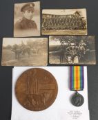 A WWI War Medal to ' GS-18591 Pte F J Sherd R Fus': together with a Memorial Plaque for 'Arthur