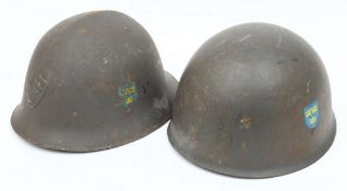 A Swedish M21/16 pattern steel helmet: together with a Swedish M1937 pattern steel helmet (2)