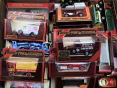 A boxed group of Matchbox Models of Yesteryear: straw box and maroon box examples .