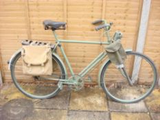 A 1940 BSA bicycle in the manner of a Home Guard Bicycle: green painted frame and handlebars,
