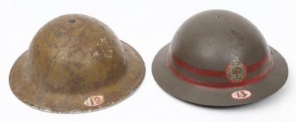 A WWII National Fire Service Section Leader's Mk II steel helmet for Hethersett: green with double