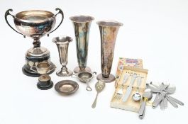 A silver trumpet vase, maker William Comyns & Son,