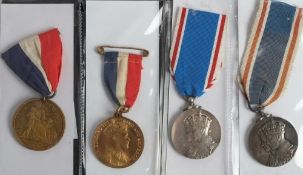 Two Coronation Medals 1937: together with an Edward VII Coronation Medal and an Empire Day medal.