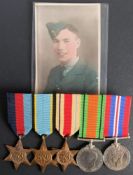 A WWII RAF Group of five: 1939-45 Star, Air Crew Europe Star, Africa Star,