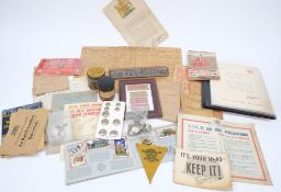A collection of WWII ARP buttons and ephemera: including 'Air Raid Precautions Handbook No.