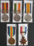 A Queen's South Africa group of five to '12923 Pte J H Taylor RAMC': comprising Queen's South