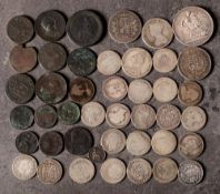 A group of English silver coins: including an 1889 Crown, 1887 & 1880 halfcrown, 1857 shilling etc.