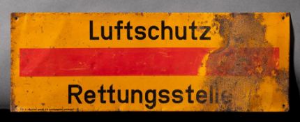 A WWII German Air Raid Shelter tinplate sign 'Luftschutz.