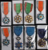 A group of eight French medals/orders: comprising an Order of Public Health with case of issue,