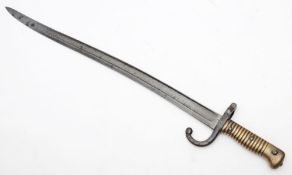 A WWI Chassepot sword bayonet: numbered '34326' to hilt.