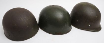 A Czechoslovakian Paratrooper's/ Dispatch rider's steel helmet: together with one other steel