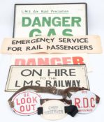 Three WWII period LMS Air Raid Precaution signs' Danger' and 'Danger Gas' (x2):,
