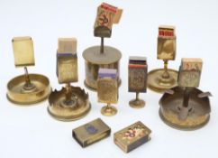 A group of five WWI Trench Art smokers' companions: together with three brass matchbox covers (8)