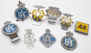 A group of eight RAC and AA badges: and a 1953 Coronation badge (9)