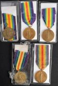 Five WWI Victory Medals:' '69083 Pte J W Bean North'd Fus' '27833 Gnr W Hanson RA' '63620 Gnr A