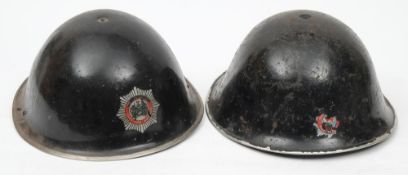 Two post WWII period MK II 'turtle' steel helmets for 'City of Oxford' and 'Plymouth City Fire
