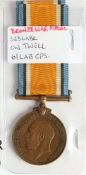 A WWI Bronze British War Medal to '323 Labr On Twell B1 Lab Cps':
