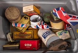 A collection of WWII period and later cigarette packets and tins,