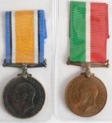 A WWI pair to William G Young: War Medal and Mercantile Marine War Medal.