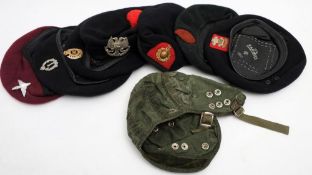 Seven various Regimental berets: including Parachute Regiment, Royal Marines and others,