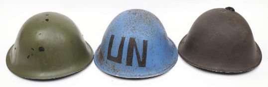 A post war United Nations Mk III 'turtle' steel helmet by Rubery Owen Co Ltd , Leeds, 1955:,