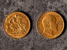 An Edward VII 1902 half sovereign:
