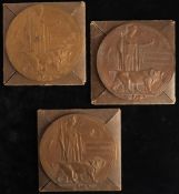 Three WWI memorial Plaques in cases: 'William Knight' 'Ernest Wright' 'Charles Tucker'