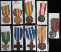 Four WWI Italian Victory Medals: an Italian 16 Years Service Military Cross,