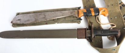 An American M1942 pattern bayonet: the straight fullered blade stamped 'US' with ordnance mark and