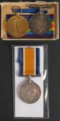 A WWI pair to '58996 Pte L Gibson W Yor R': together with a WWI War Medal to '39988 Pte E E Peters