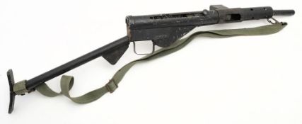 A theatrical prop Mk I Sten gun: with green canvas sling.