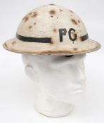 A WWII Mk II Fire Guard Block Leader/Street Party Leader steel helmet: white with 'FG' front and
