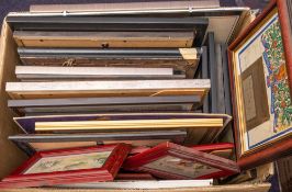 A collection of framed WWI & WWII citations and ephemera: including several WWI silk postcards,