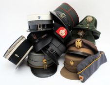A group of various foreign Kepis and other military caps and berets: (a lot)