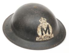 A WWII Mk II 2A pattern Civil Defence Messenger steel helmet by Briggs Motor Bodies Ltd,