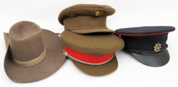 A Devonshire Regiment Blue cloth peaked cap: together with one other British Army peaked cap,