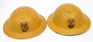 Two WWII Period Norwegian Civil Defence Mk II steel helmets:,