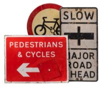 Two bicycle related aluminium road signs,