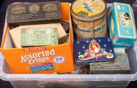 A collection of various commemorative and other tins: including cigarette tins etc,
