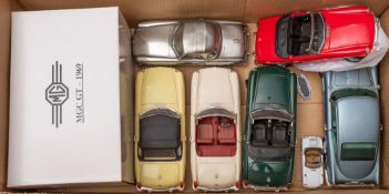 A group of 1/16th scale model MG sports cars: including a Universal Hobbies Presentation Edition