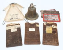 A WWII canvas Land Mine Marker by Hampton & Sons 1944: together with a group of WWII Ministry of