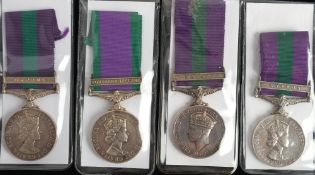 Four General Service Medals with clasps: '32760 SC Ali B H J Saleh F Of M Pol' '24169365 Cfn K