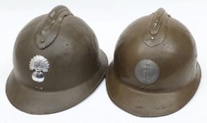 A WWII French Naval M26 Adrian steel helmet: with attached comb and fouled anchor helmet plate,