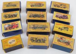 A group of twelve boxed Matchbox Models Of Yesteryear: including Y-5 1929 4 1/2 (S) Bentley,