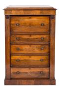 A Victorian rosewood secretaire chest of small size:, with a moulded caddy top,