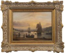 Thomas Luny [1759-1837]- Teignmouth from The Back Beach looking towards Shaldon Bridge,