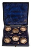 A set of six Victorian silver gilt salts, maker Florence Warden, Chester,